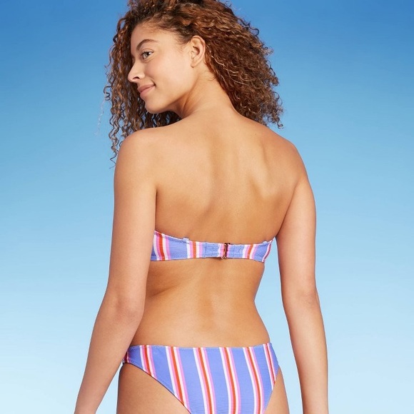 NWT Ribbed tie front bandeau bikini top - Picture 2 of 10